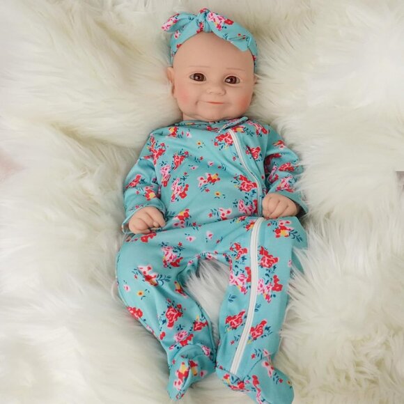 Full Body Platinum Silicone Baby Dolls Smiling Kate-ivory Reborn Baby Girl - Picture 5 of 6